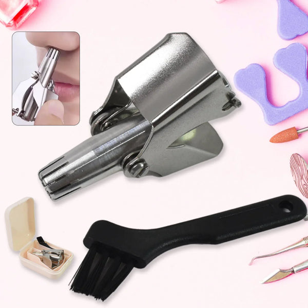 Nose Hair Clipper, Stainless Steel Hair Remover (1 Pc / With Brush & Plastic Case) - justgrabit.in | Just Grab It