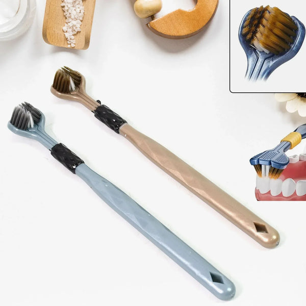 3 Sided Toothbrush, Soft Bristle Toothbrush (2 Pc Set) - justgrabit.in | Just Grab It