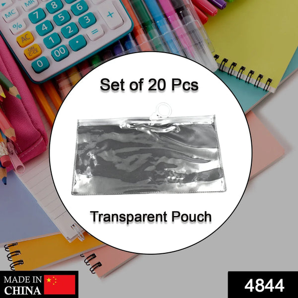 20 Pc Transparent Pouch For Carrying Stationary Stuffs And All By The Students. - Justgrabit Inc.