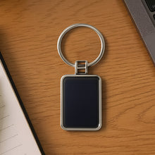 Premium Rectangular Black & Silver Metal Keychain (1 Pc) - justgrabit.in | Just Grab It