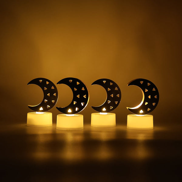 Decorative Moon Shaped Flameless LED Candles (4 Pc) - justgrabit.in | Just Grab It