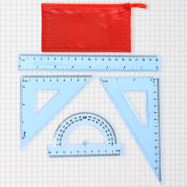 4 - Piece Transparent Geometry Instrument Set with Ruler - justgrabit.in | Just Grab It
