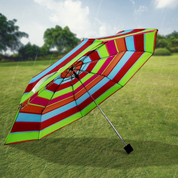 3 - Fold Sun & Rain Protective Solid Foldable Umbrella, (1 Pc / Mix Design) - justgrabit.in | Just Grab It