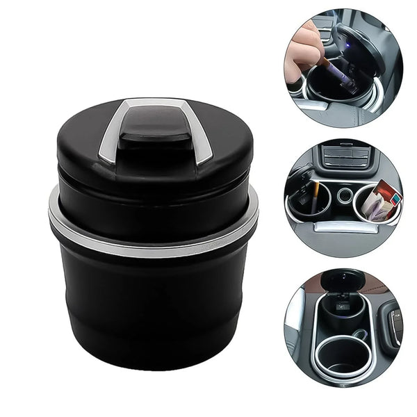 Portable Car Ashtray with Lid and Blue LED Light (1 Pc / With Color Box) - Justgrabit Inc.