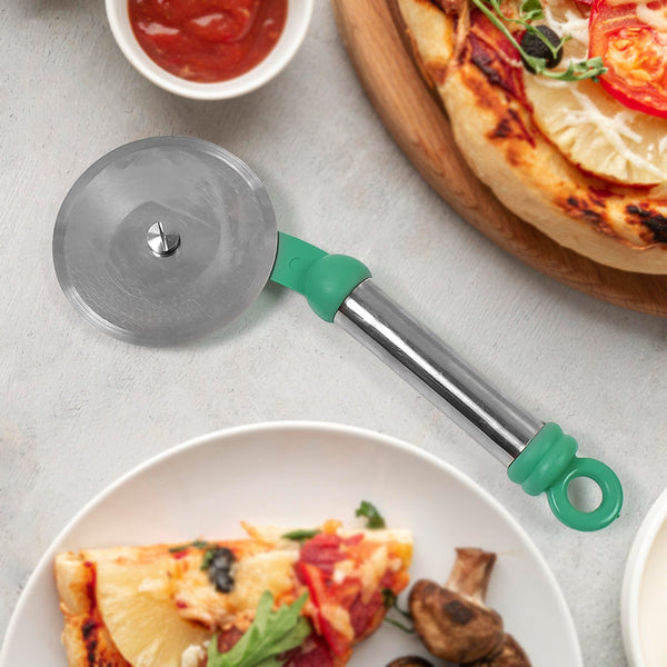 Kitchen Stainless Steel Wheel Pizza Cutter (1 pc) - justgrabit.in | Just Grab It
