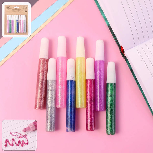 DIY Multi - Color Glitter Craft Glue Pen Set (10ML / 8 Pc) - justgrabit.in | Just Grab It