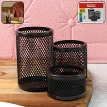 Khyati Trio Metal Mesh Pen Stand – 3 - in - 1 Round Desk Organizer Set - justgrabit.in | Just Grab It