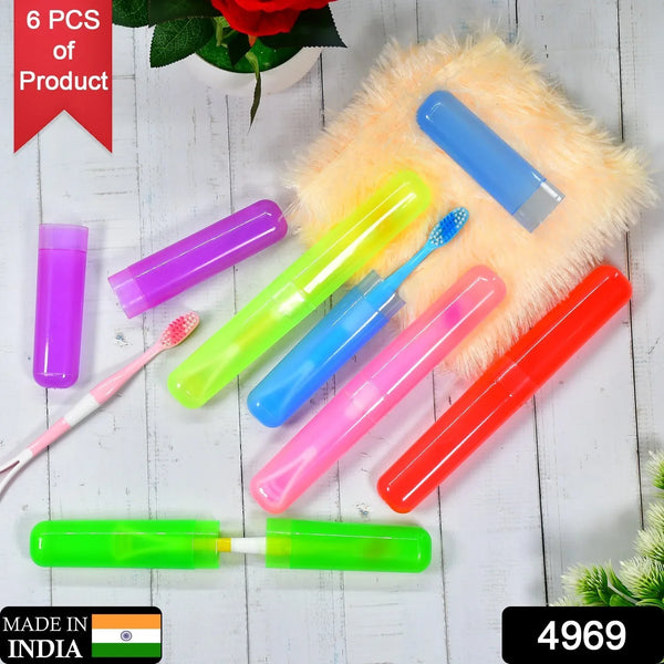 Plastic Toothbrush Covers - 6pc Anti - Bacterial Travel Protectors for Oral Care - Justgrabit Inc.