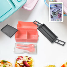 Plastic 2 Layer Leak Proof 3 Compartment Lunch Box for Office (1 Pc) - justgrabit.in | Just Grab It