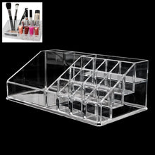 16 Compartment Cosmetic Makeup Jewellery Lipstick Storage Organiser Box, Cosmetic Storage Box Make - up Lipstick Organizer / Lipstick Holder Case Transparent - Justgrabit Inc.