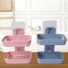 Adhesive Sticker Soap 2 Layer Dish Holder Wall Mounted Bathroom Shower Soap Holder Saver Box Storage Organizer Rack, ABS Plastic (Double Layers / 2 pcs set) - Justgrabit Inc.