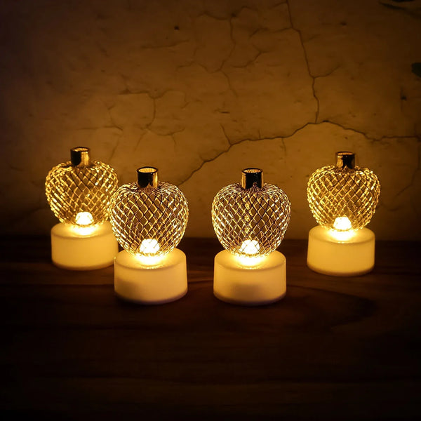 Decorative Apple Shape LED Tealight Candles - (4 Pc) - justgrabit.in | Just Grab It