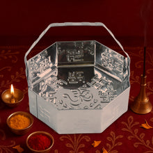 Traditional Stainless Steel Octagon Pooja Basket 1 Pc with Handle - justgrabit.in | Just Grab It