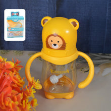 Baby Feeding Bottle with Handles & Straw (Mix Design, Size & Color / 1 Pc) - justgrabit.in | Just Grab It