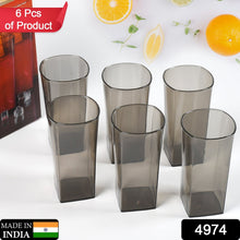 Unbreakable Transparent Square Design Wine Tumbler Plastic Glass Set Pack of 6 - justgrabit.in | Just Grab It