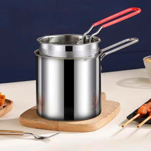 Small Deep Frying Pot With Strainer Basket (2 Pc Set / 1200 ML)) - justgrabit.in | Just Grab It