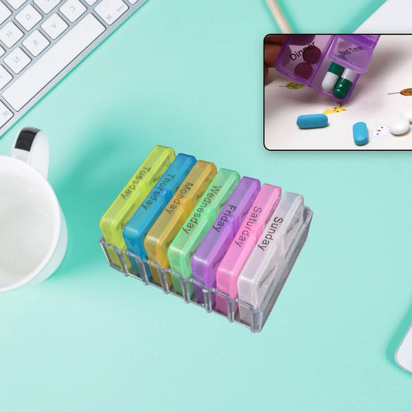 7 Days 4 Times Transparent Medicine Box 28 Grid Portable Large Capacity Travel, Medication Organizer Dispenser Boxes Large Compartments Moisture - Proof Pill Case Medication Reminder Travel - justgrabit.in | Just Grab It