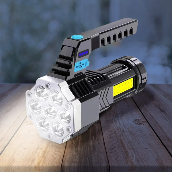 Portable Flashlight / Torch COB 7LED Hand Light USB Rechargeable Light with Side Light (1 Pc) - justgrabit.in | Just Grab It
