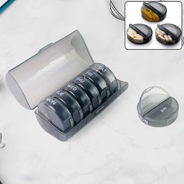 Weekly Pill Organizer 2 Times a Day Travel 7 Day Pill Box Twice a Day Daily Medicine Pill Case with Large Compartments - justgrabit.in | Just Grab It