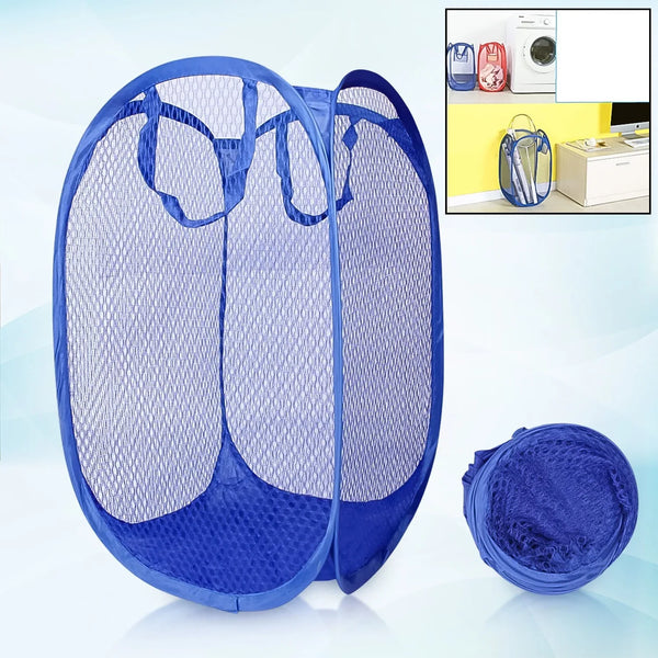 Foldable Collapsible Mesh Laundry Bag Pack Of 1 (Mix Color) - justgrabit.in | Just Grab It