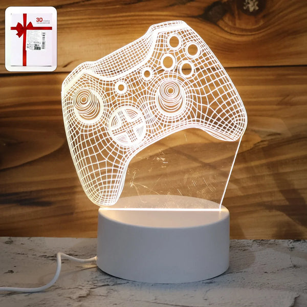 3D Illusion LED Night Lamp with Gaming Controller Design - justgrabit.in | Just Grab It