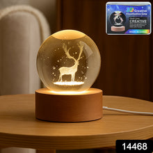Crystal Ball Night Light Glass Ball Night Lamp with Wood Base - justgrabit.in | Just Grab It