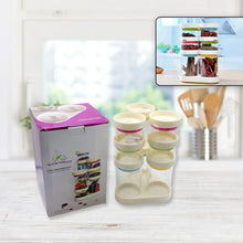 Multipurpose Plastic Transparent Storage Containers Masala Box Dabba Spice, Plastic Masala Spices Container Set Capacity With Airtight Lid Kitchen Pantry Organizer For Salt Mukhwas Box With Tray (8 Pc Set) - justgrabit.in | Just Grab It