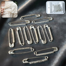Decorative Silver Finish Safety Pin Brooch Set (12 Pc Set) - justgrabit.in | Just Grab It