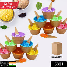 Ice - Cream Waffle Spoon Bowl Cup Set Premium Ice Cream Set 12 Units Coupler Bowl - justgrabit.in | Just Grab It