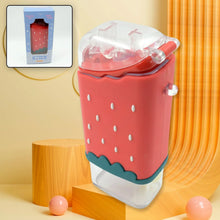 Portable Cute Water Bottle for Kids, Unique Ice Cream Shape water cup, sicle Shaped Plastic Kettle with Straw, Adjustable Shoulder Strap, BPA free, Leakproof (300 ML) - Justgrabit Inc.