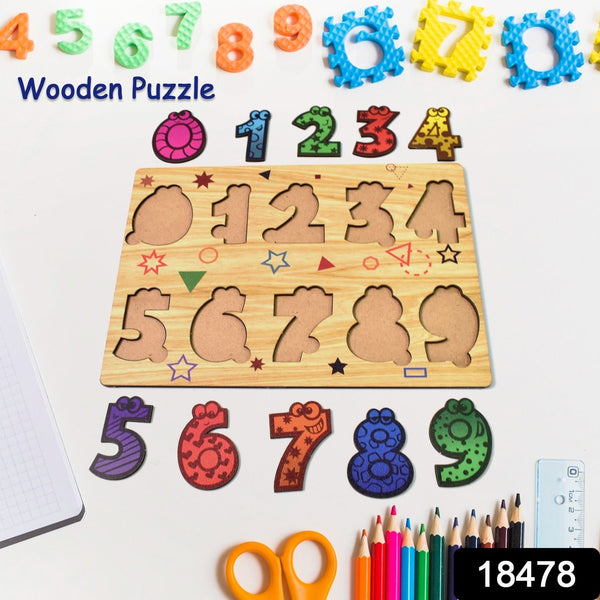 Wooden Number Puzzle Learning Educational Board (1 Set / 28×20 Cm) - justgrabit.in | Just Grab It