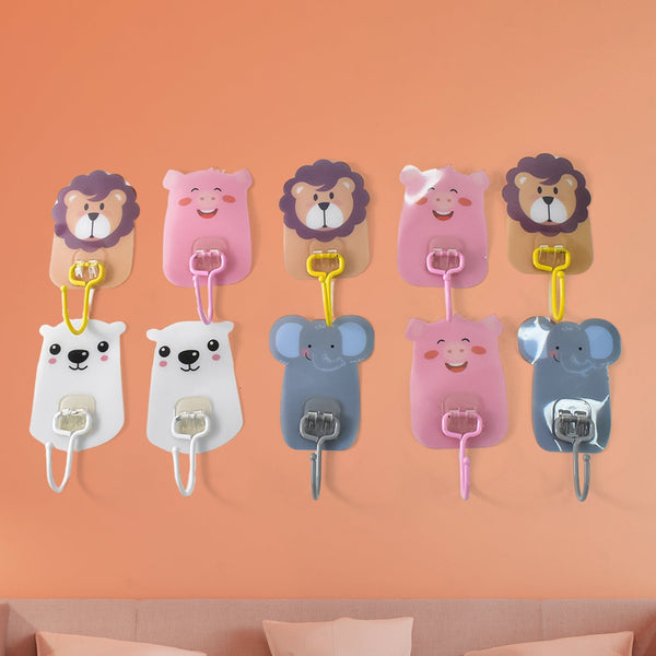 Wall Mounted Cartoon Hooks Self Adhesive Hooks (10 Pcs Set) - justgrabit.in | Just Grab It