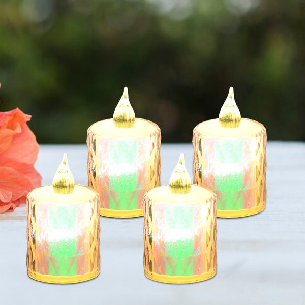 4 Pc Flameless and Smokeless Decorative Melting Candles LED Tea Light, Diwali - justgrabit.in | Just Grab It