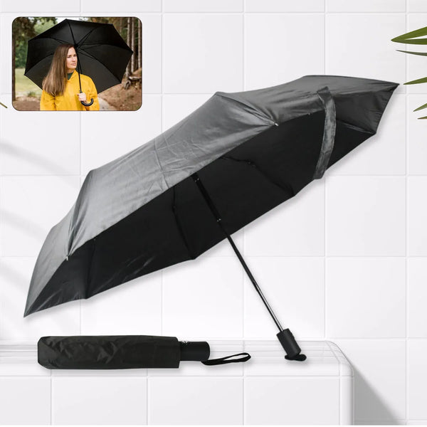 2 Fold Manual Umbrella – Wind, Sun & Rainproof with Steel Shaft & Wrist Strap - Justgrabit Inc.