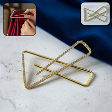 Premium Golden Crystal Triangle Saree Safety Pin Brooch (1 Pc) - justgrabit.in | Just Grab It