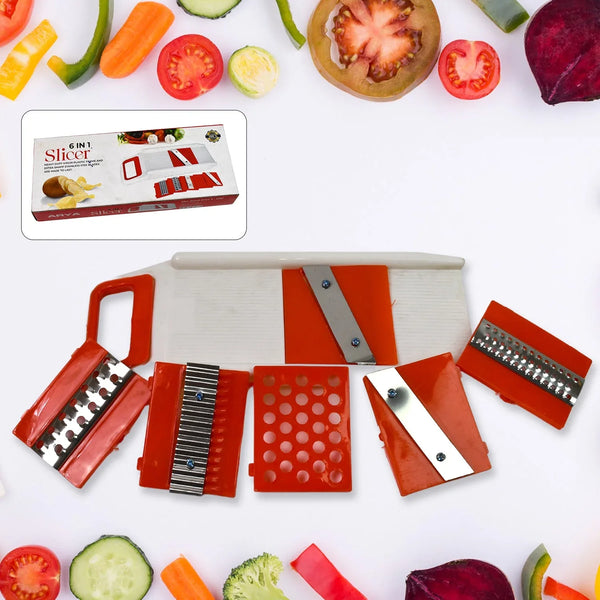 Plastic 6 in 1 Vegetables Slicer, Cutter and Fruit Dicer Grater (1 Set) - justgrabit.in | Just Grab It