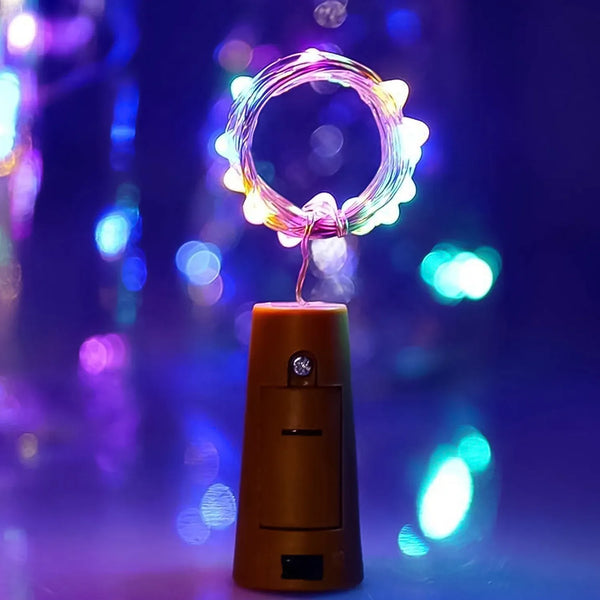 Wine Bottle Cork LED String Light, 2M Cable Multicolor, Battery Operated (1 Pc) - Justgrabit Inc.