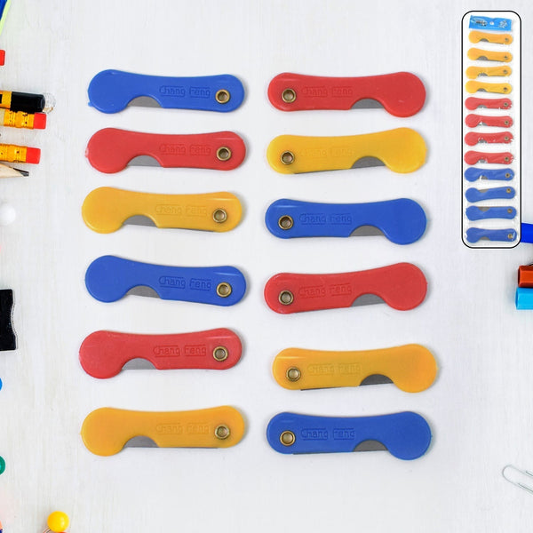 Multicolour Mini Paper Cutter Knife Pencil Knife (Pack of 12) - justgrabit.in | Just Grab It