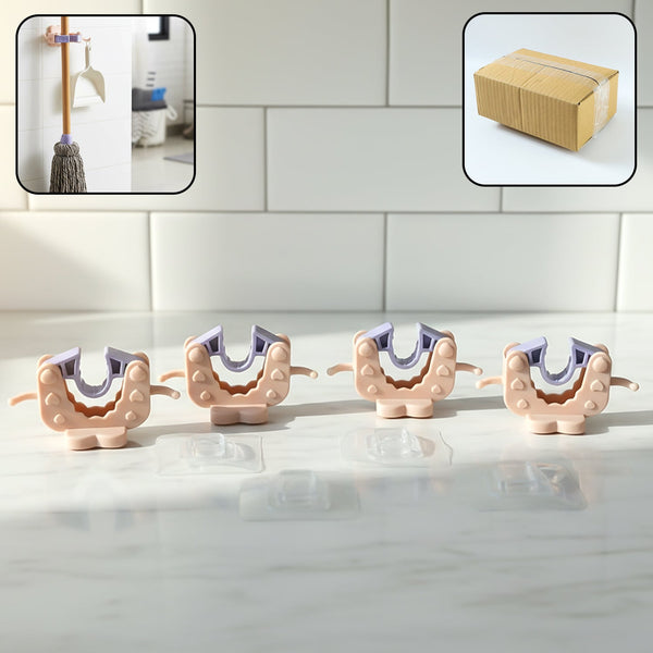 Wall Mounted Broom & Mop Holder Clips (4 Pc Set) - justgrabit.in | Just Grab It