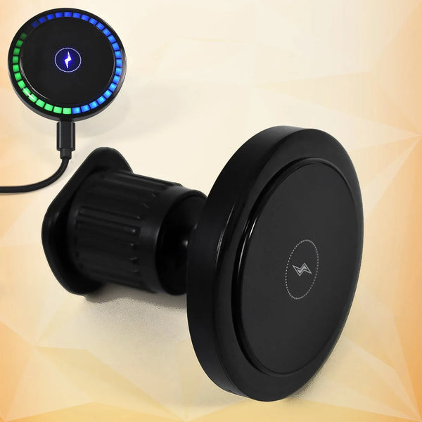 Magnetic Phone Mount Wireless Charger | Music Reactive Lights (1 Set) - justgrabit.in | Just Grab It