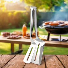 Stainless Steel Slotted Fish Tong – Double - Sided Cooking Spatula (1 Pc / 23 Cm) - justgrabit.in | Just Grab It