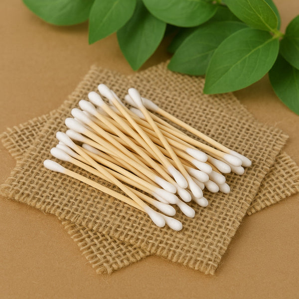 Eco - Friendly Wooden Cotton Ear Buds (1 pkt / 100 Pcs Approx) - justgrabit.in | Just Grab It