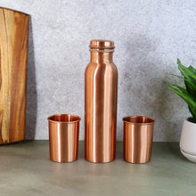 Copper Water Bottle 2 Glasses with Gift Box (3 Pcs Set) - justgrabit.in | Just Grab It