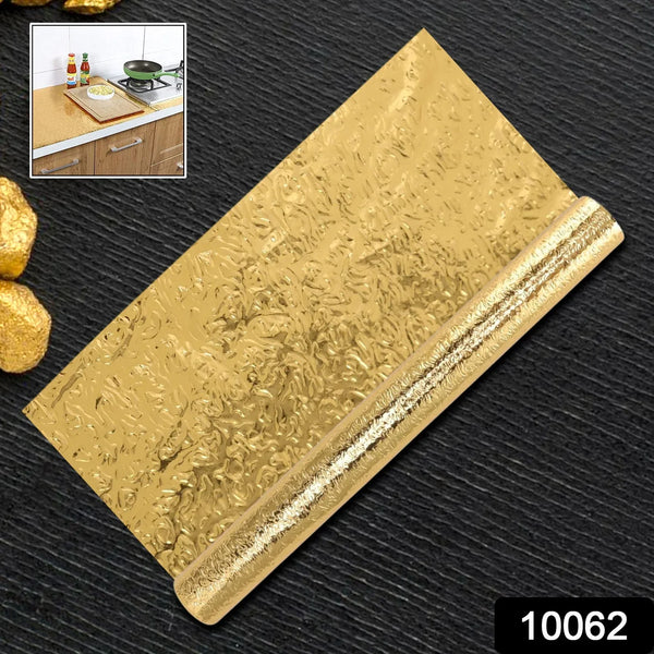 Oil Proof Sticker, Waterproof Self Adhesive Aluminum Foil Wallpaper (60 cm×200 Cm / Golden / 1 Pc) - justgrabit.in | Just Grab It