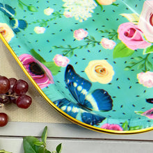 Big Plastic Flower Printed Design Serving Tray (1 Pc / 35 x 24 CM / Mix Color) - justgrabit.in | Just Grab It