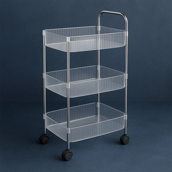 Apex Sapphire 3 - Layer Multipurpose Storage Trolley with Wheels - justgrabit.in | Just Grab It