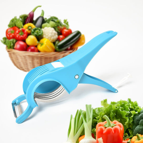 2 in 1 Veg & Fruit Multi Cutter with 5 Blades & Peeler (1 Pc / Multicolor) - justgrabit.in | Just Grab It