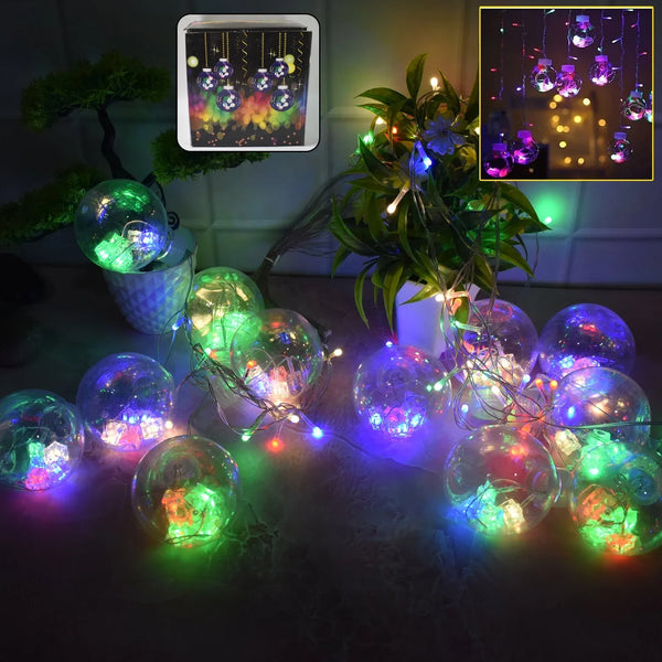 12 Wish Balls Window Curtain String Lights with 8 Flashing Modes Decoration for Home Decoration, Diwali & Wedding LED Christmas Light Indoor and Outdoor Light ,Festival Decoration (Plastic, Multi Color) - justgrabit.in | Just Grab It