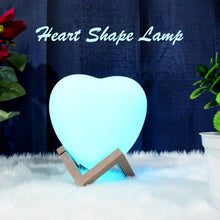3D Heart Shape Moon Night Lamp with Plastic Stand (13 x12 Cm / 1 Pc) - justgrabit.in | Just Grab It
