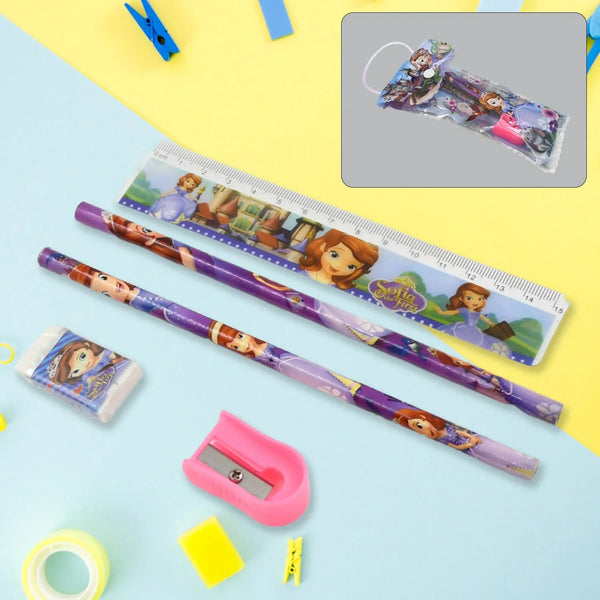5 in 1 Mix Stationery Gift Set for Kids, Stationary Set Including 2 Pencil, Ruler, Rubber, Pencil Sharpener, School, Office Product Gift (5 Pcs Set) - Justgrabit Inc.